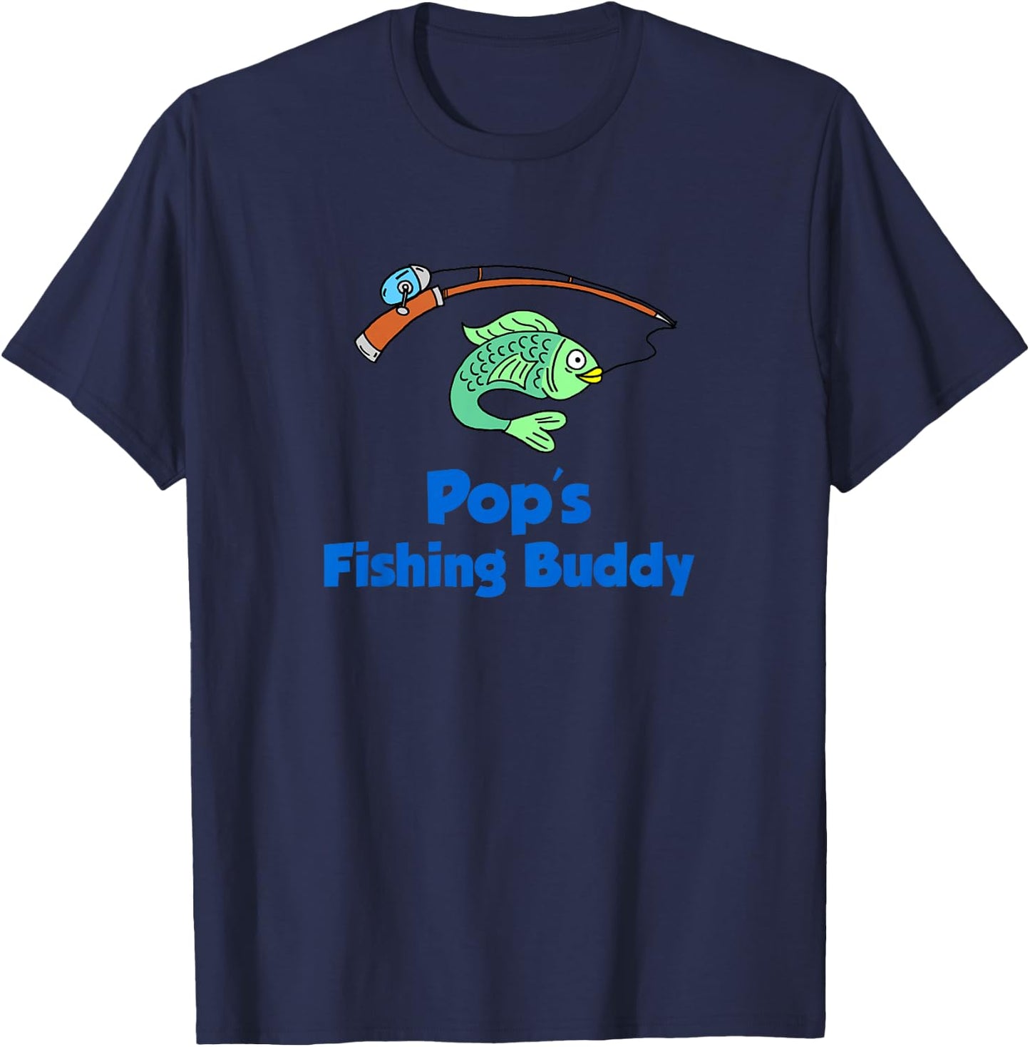 Kids Pop's Fishing Buddy Grandson or Granddaughter Grandpa T-Shirt - T-Shirt | Navy