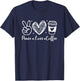 Leopard Peace Love Coffee Lovers Hippie T-Shirt - T-Shirt | Navy