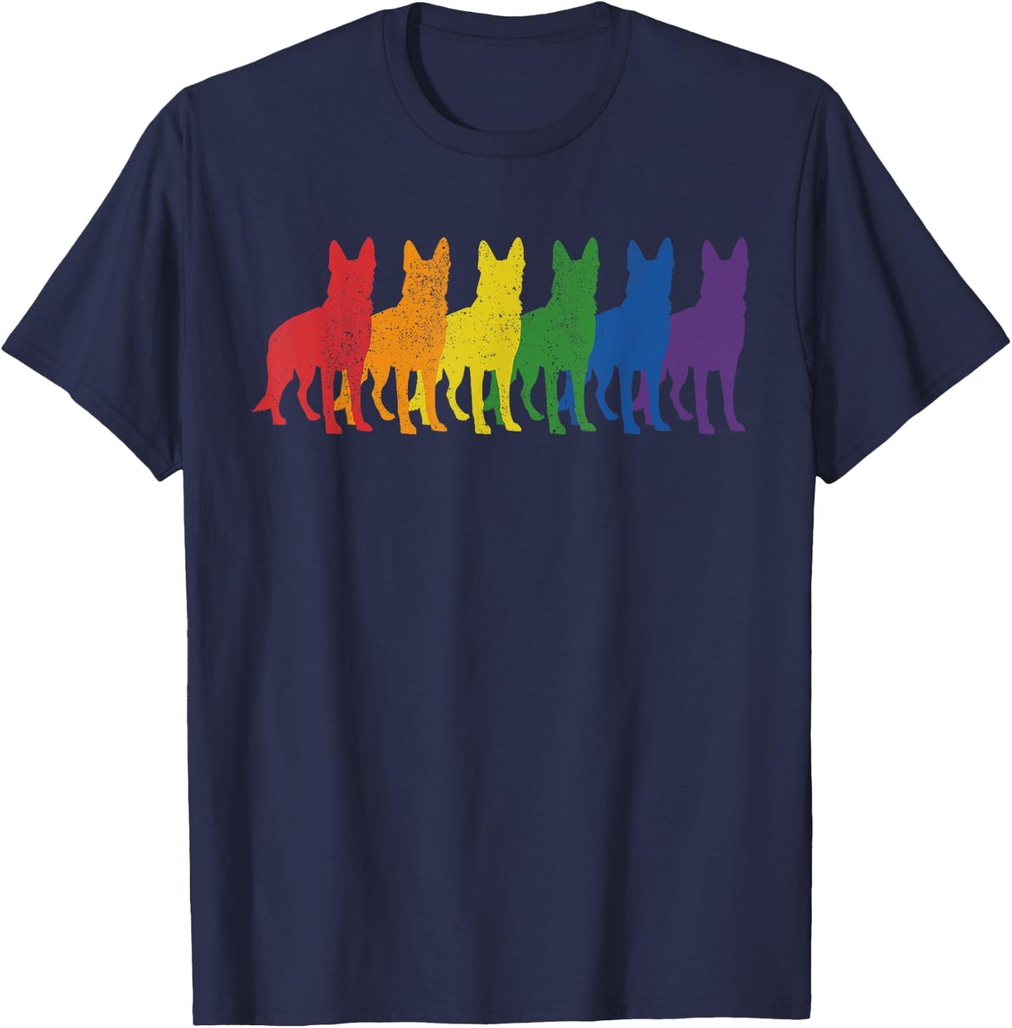 German Shepherd Dog Gay Pride LGBTQ Supporter Rainbow Ally T-Shirt - T-Shirt | Navy