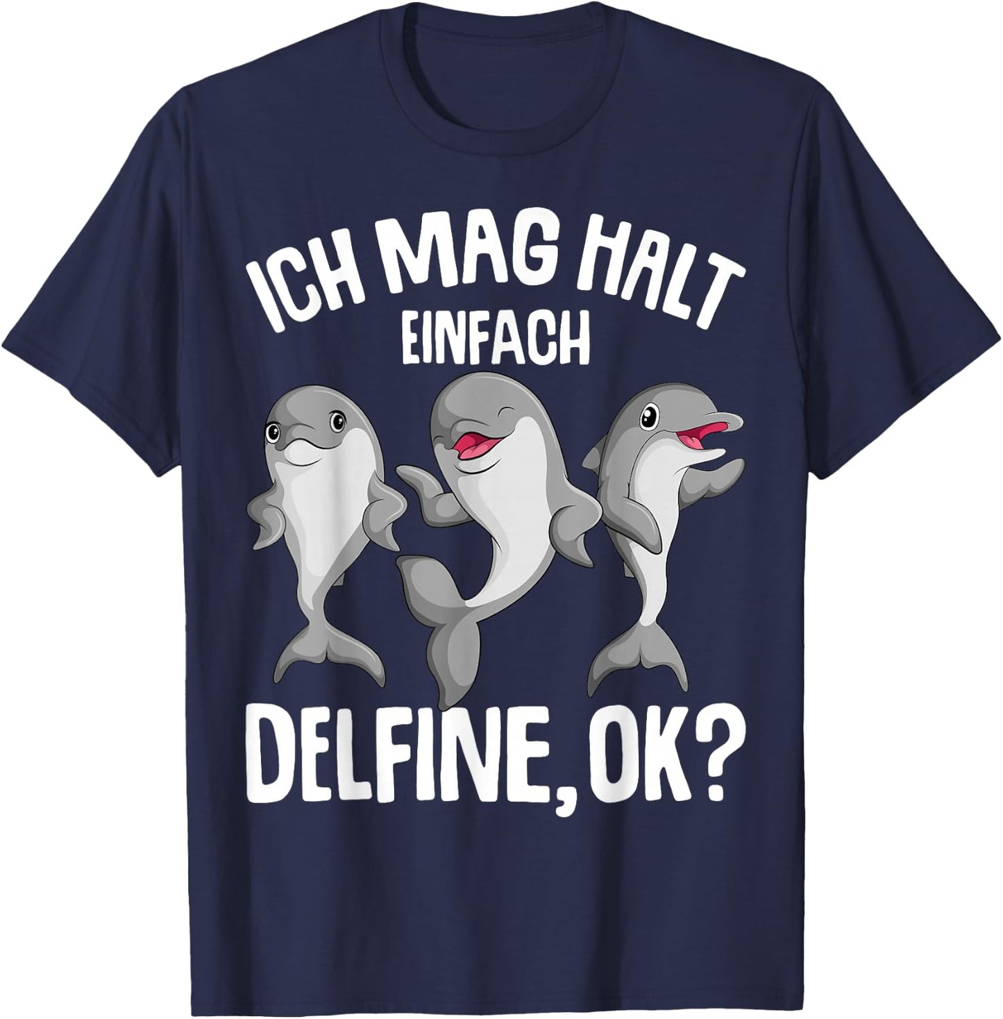 Ich mag halt dolphin girls' children's , black, s T-Shirt - T-Shirt | Navy