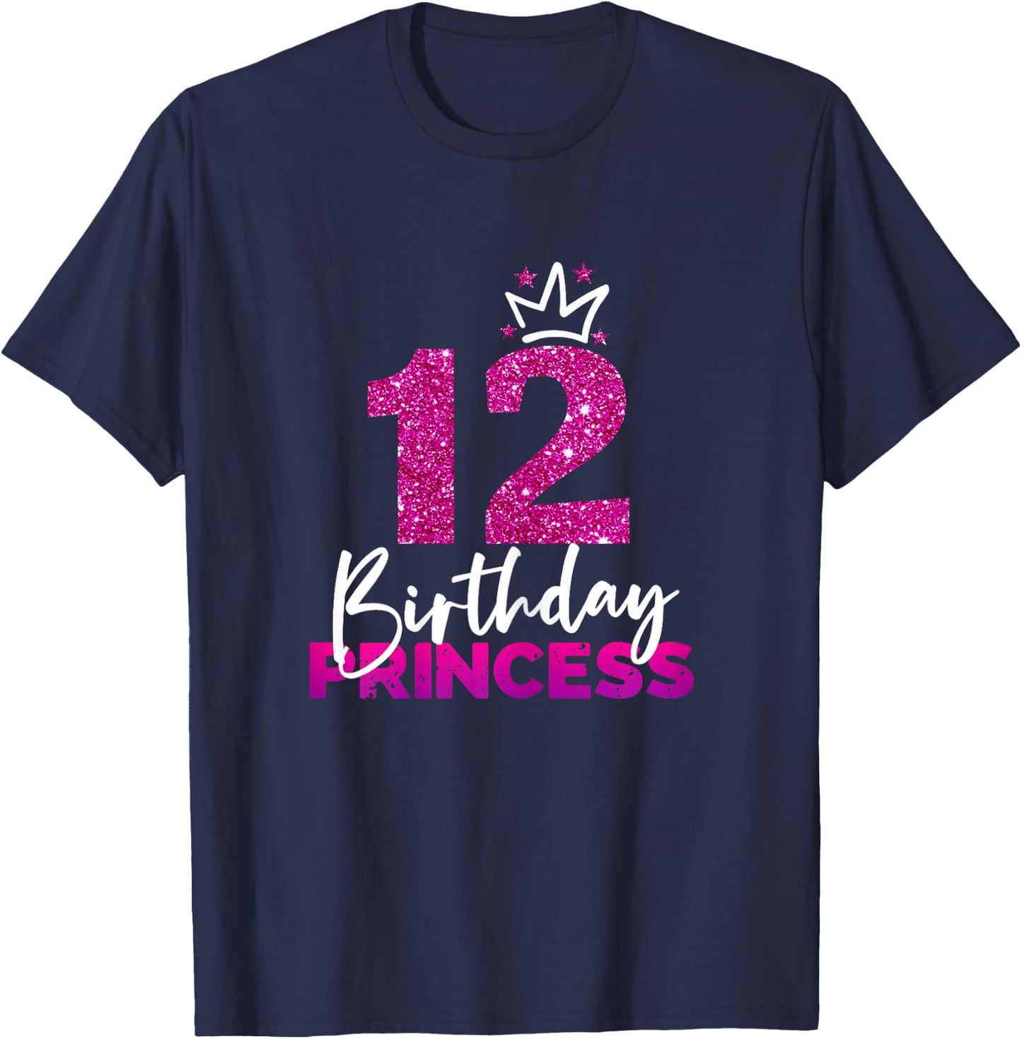 12th Birthday Princess Gift 12th Birthday , black T-Shirt - T-Shirt | Navy