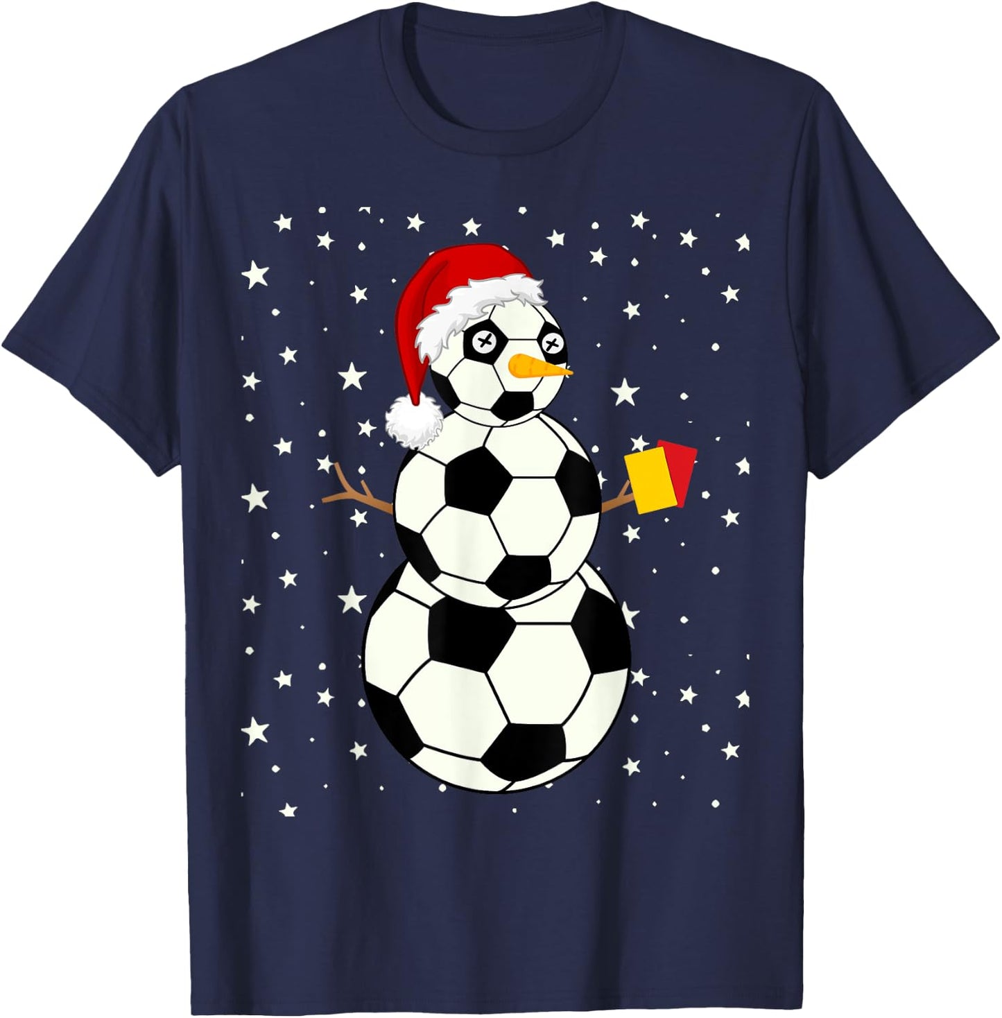 Snowman Soccer Referee Red Yellow Cards Funny Sport T-Shirt - T-Shirt | Navy