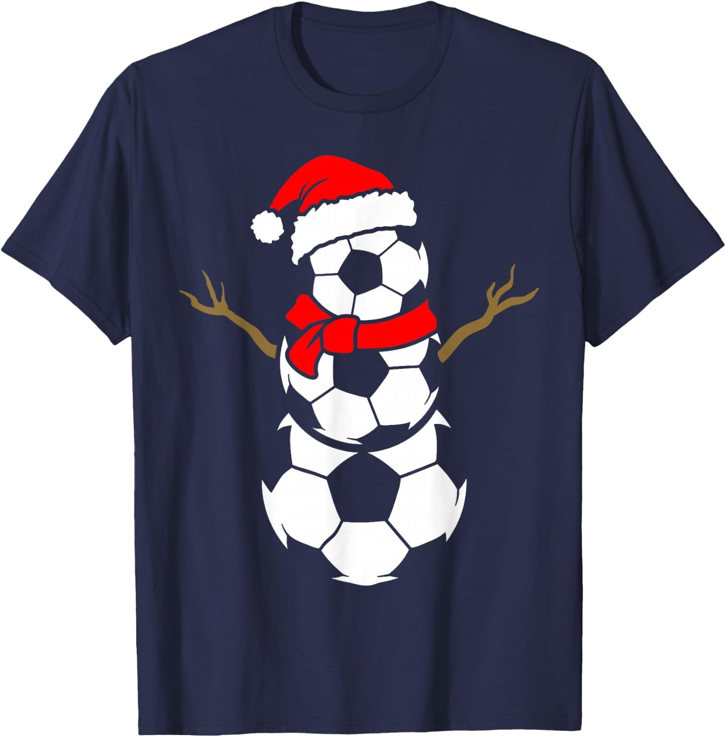 Christmas Soccer Santa Claus Snowman Ball Player Pajama T-Shirt - T-Shirt | Navy