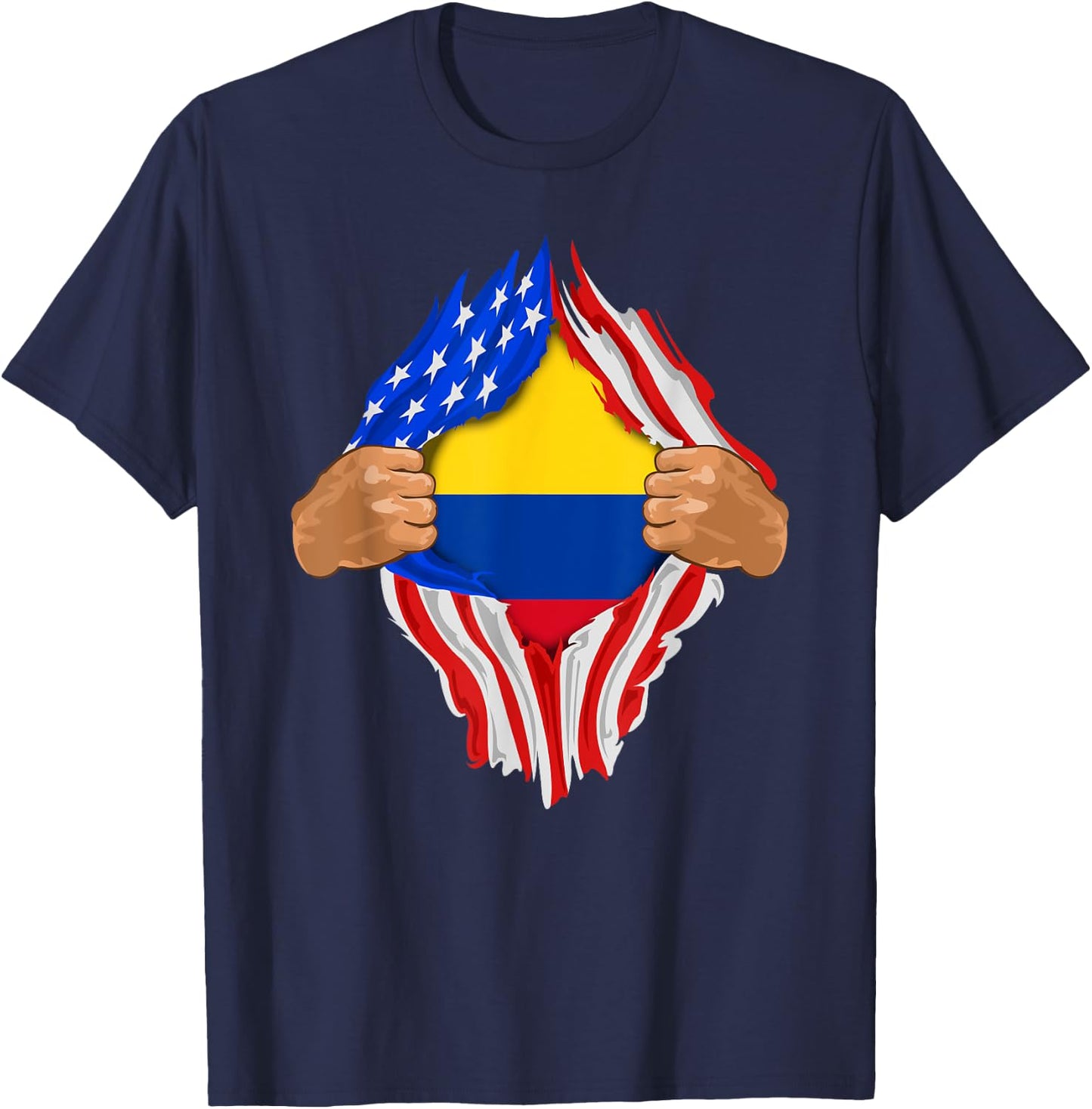 Colombian Blood Inside Me | Colombia Flag Gift T-Shirt - T-Shirt | Navy