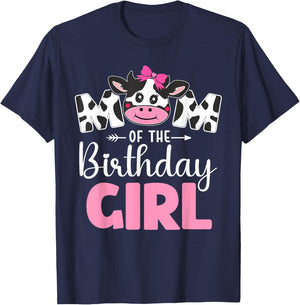Mom of The Birthday Girl shirt Cow 1st Birthday Girl T-Shirt - T-Shirt | Navy