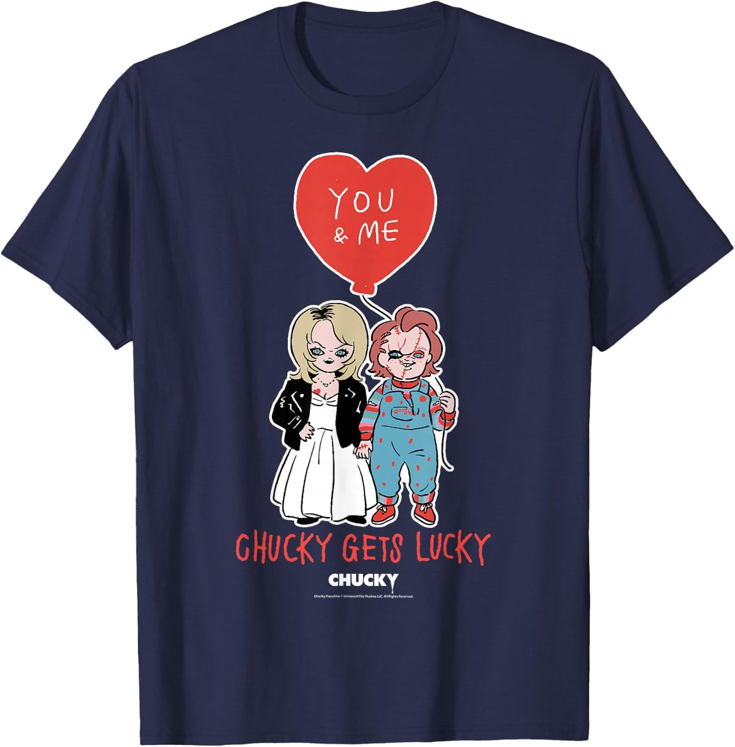 Chucky & Tiffany Chucky Gets Lucky Valentine T-Shirt - T-Shirt | Navy