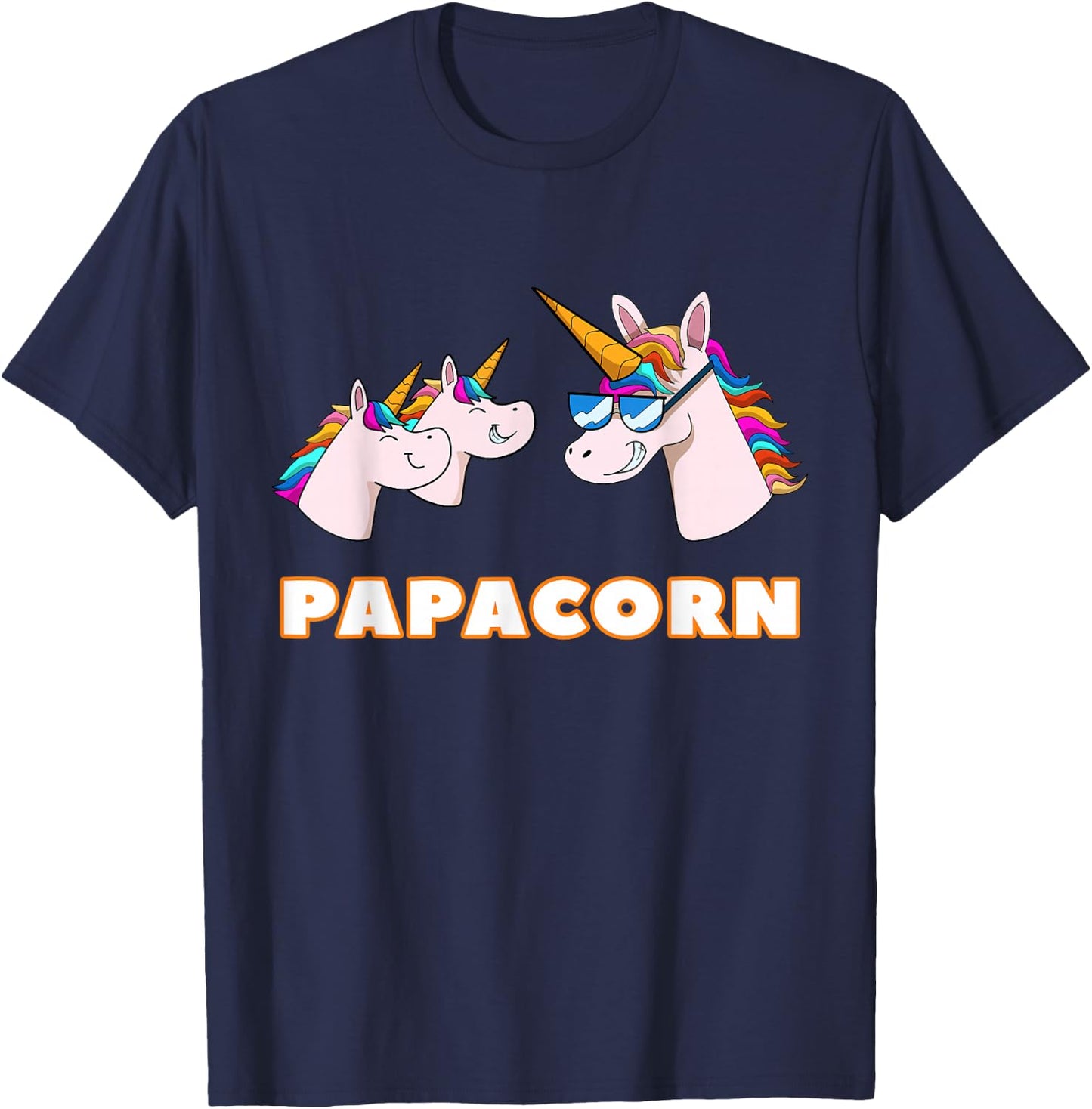 Papacorn Papa 2 Children's Dad Father Unicorn Father's Day , black T-Shirt - T-Shirt | Navy