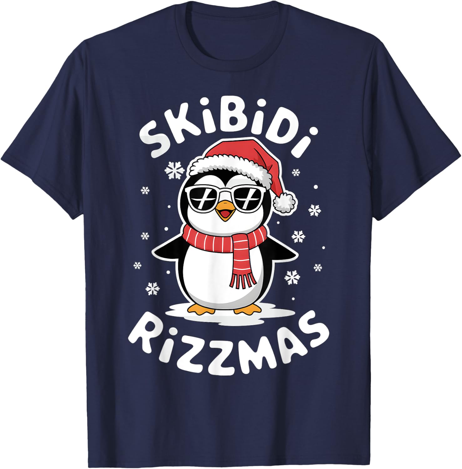 Skibidi Rizzmas Funny Christmas Christmas Season Penguin T-Shirt - T-Shirt | Navy