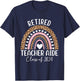 Retired Teacher's Aide Class Of 2024 Teacher Leopard Rainbow Women T-Shirt - T-Shirt | Navy