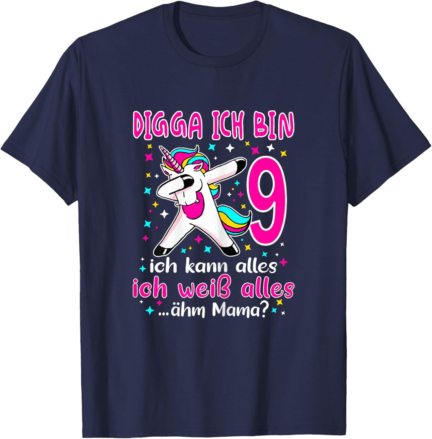 9th Birthday Girl - Digga Ich Bin 9 Years , black T-Shirt - T-Shirt | Navy