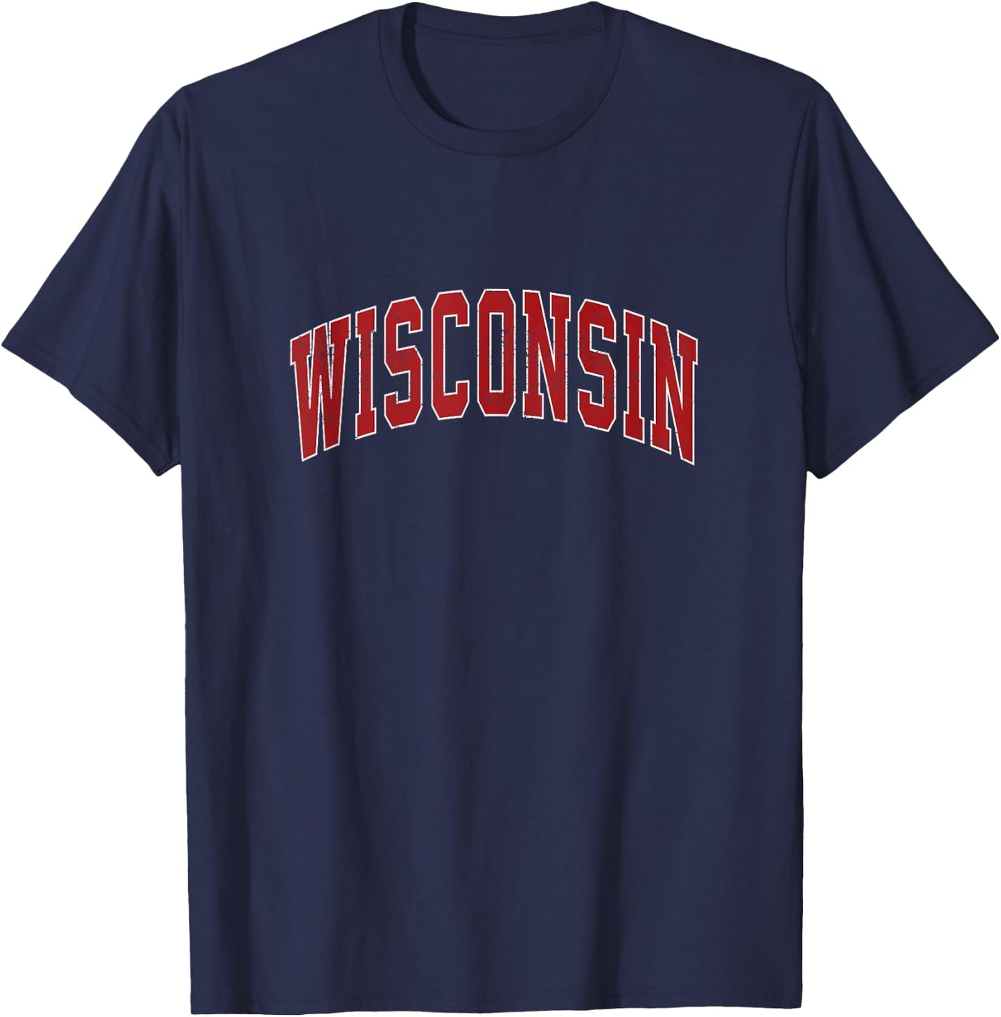 Wisconsin WI Vintage Red Style Gifts Men Women Boy Girl T-Shirt - T-Shirt | Navy