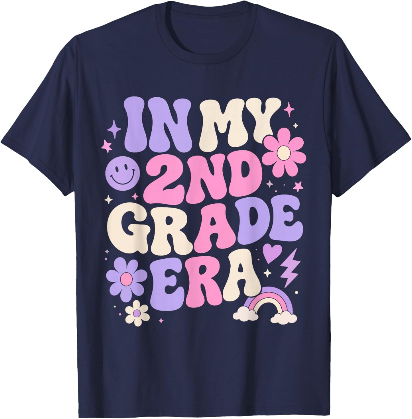 in My Second Grade Era Retro 2nd Grade Back to School T-Shirt - T-Shirt | Navy