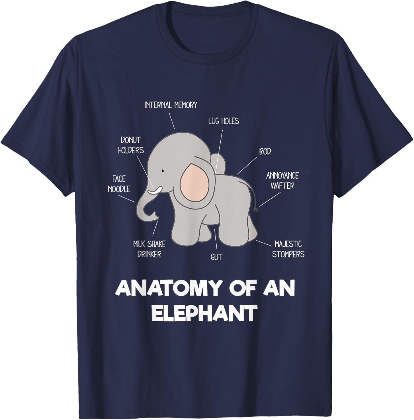 Anatomy Of An Elephant - Funny Body Parts T-Shirt - T-Shirt | Navy