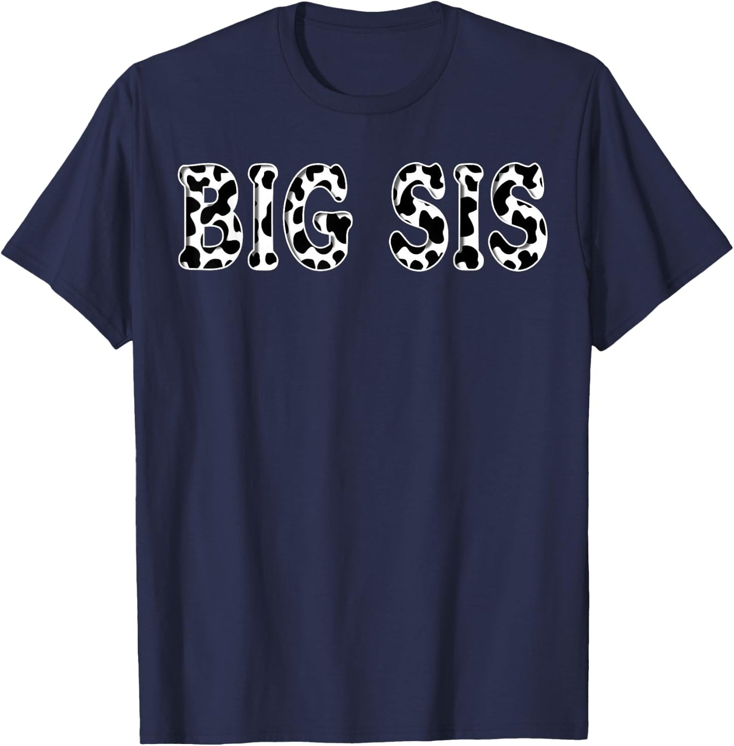Cow Big Sis Birthday Family Matching Girl Boy Farm Birthday T-Shirt - T-Shirt | Navy