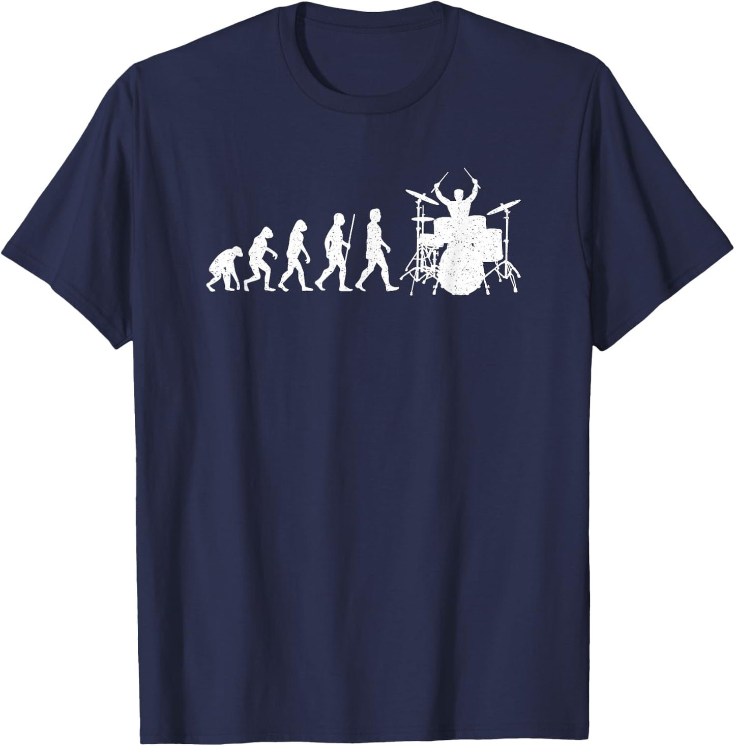 Schlagzeuger Evolution Drummer Schlagzeug Musikinstrument T-Shirt - T-Shirt | Navy
