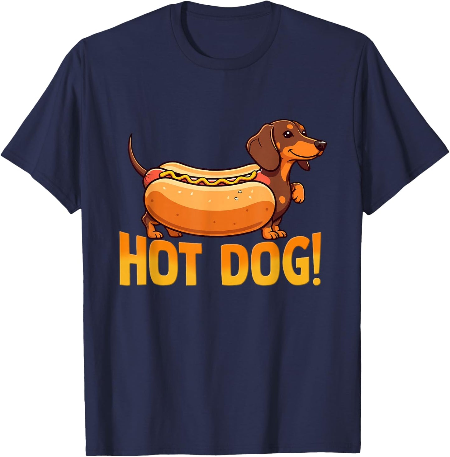 Hot Dog! Dachshund Hot Dog T-Shirt - T-Shirt | Navy