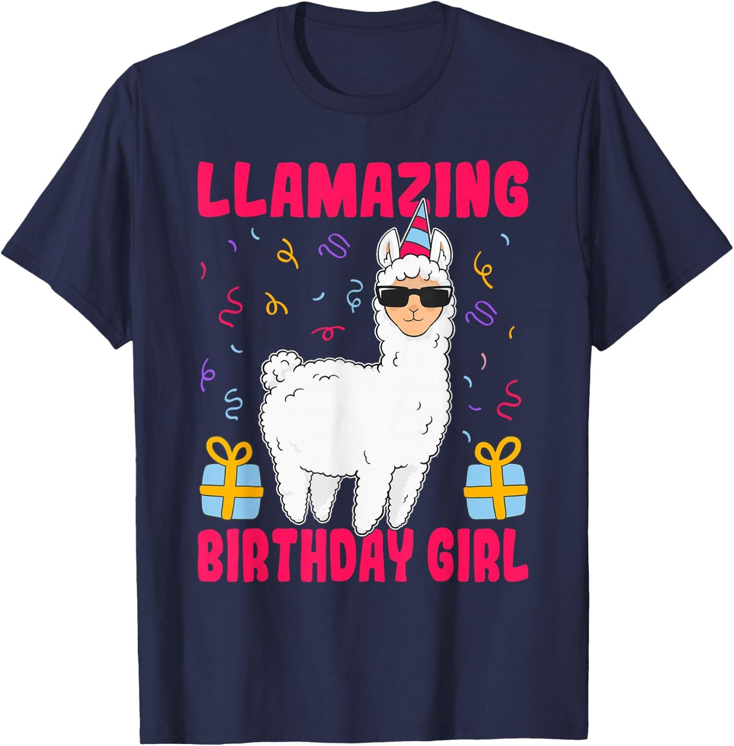 Llamazing Birthday Girl Alpaca Llama Birthday T-Shirt - T-Shirt | Navy