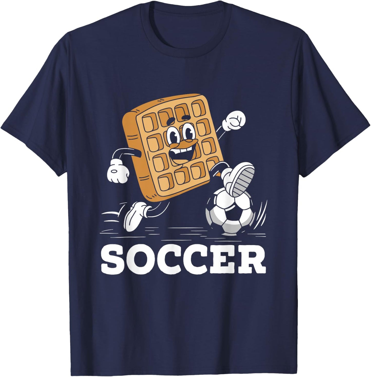 Waffle Playing Soccer Waffles Food Lover T-Shirt - T-Shirt | Navy