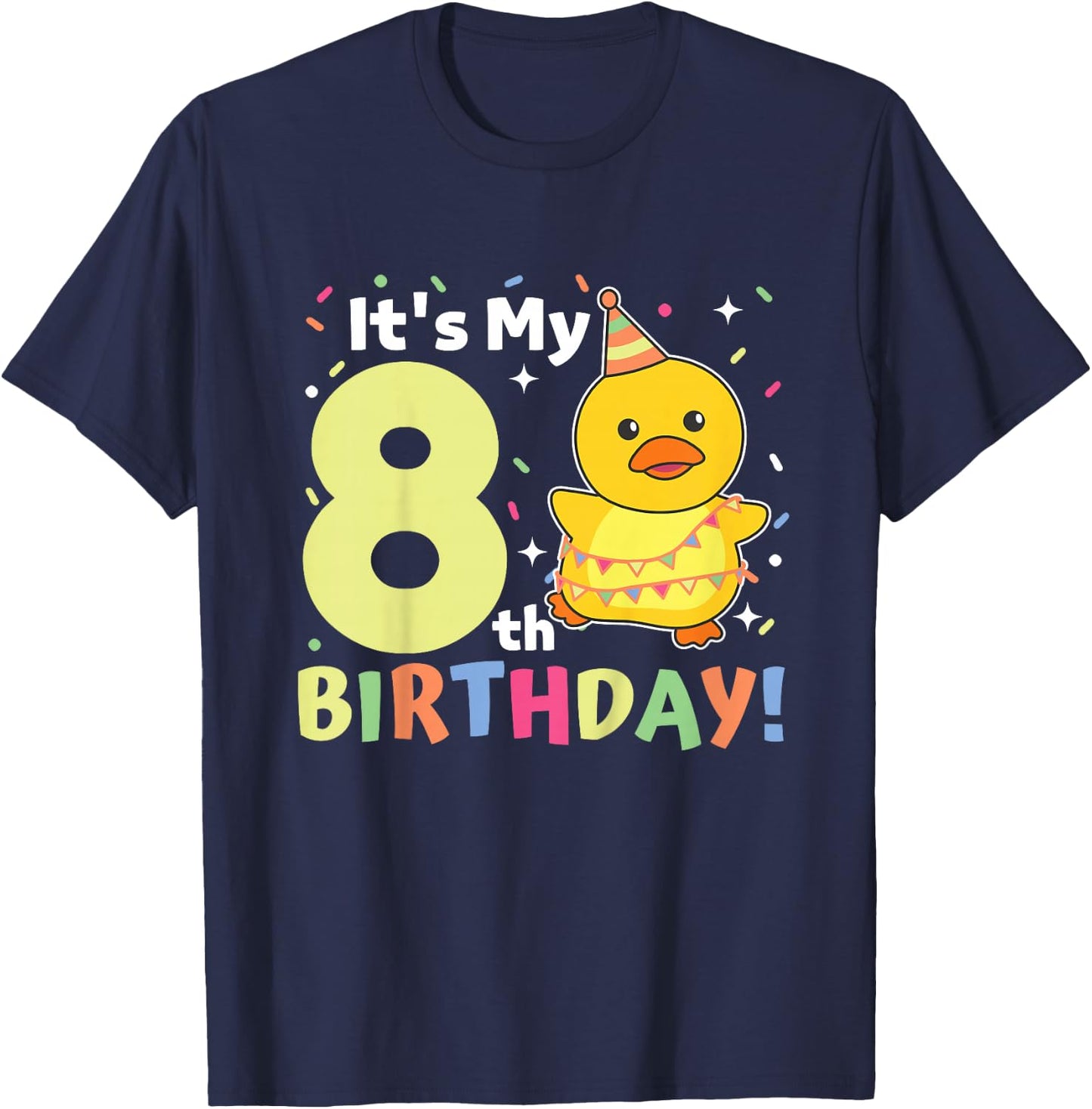 8th Birthday Duck For Children Eight Years Old T-Shirt - T-Shirt | Navy