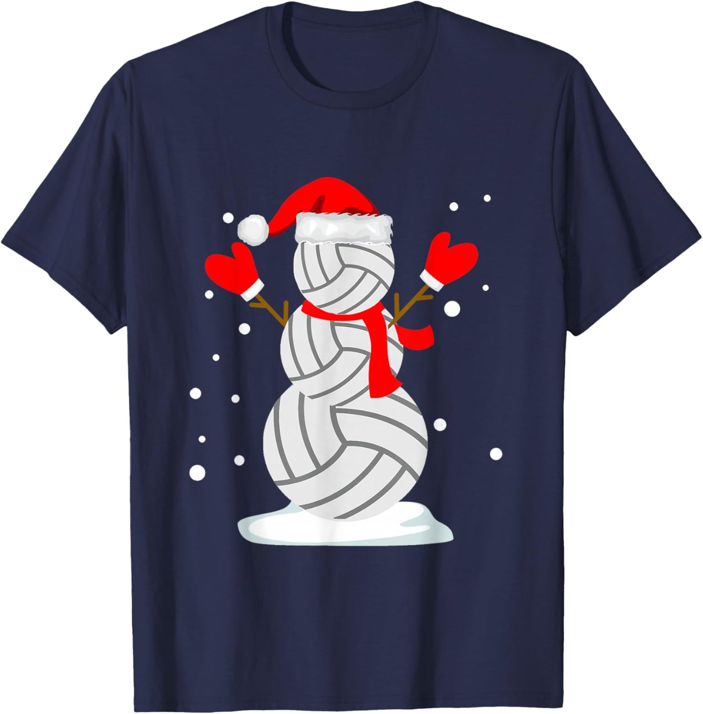 Volleyball Snowman Funny Christmas Shirts T-Shirt - T-Shirt | Navy