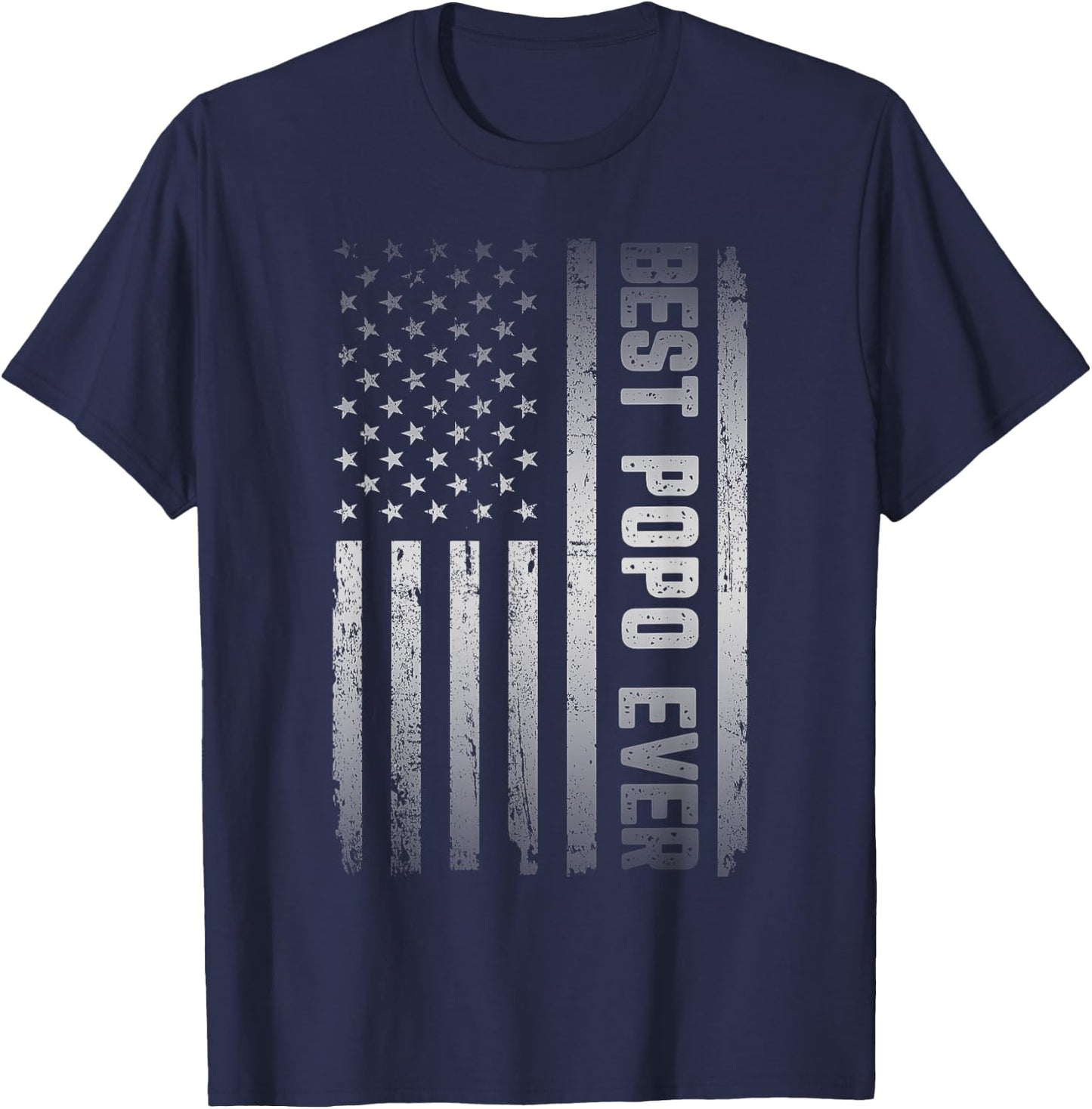 Best POPO Ever American US Flag Father's Day T-Shirt - T-Shirt | Navy