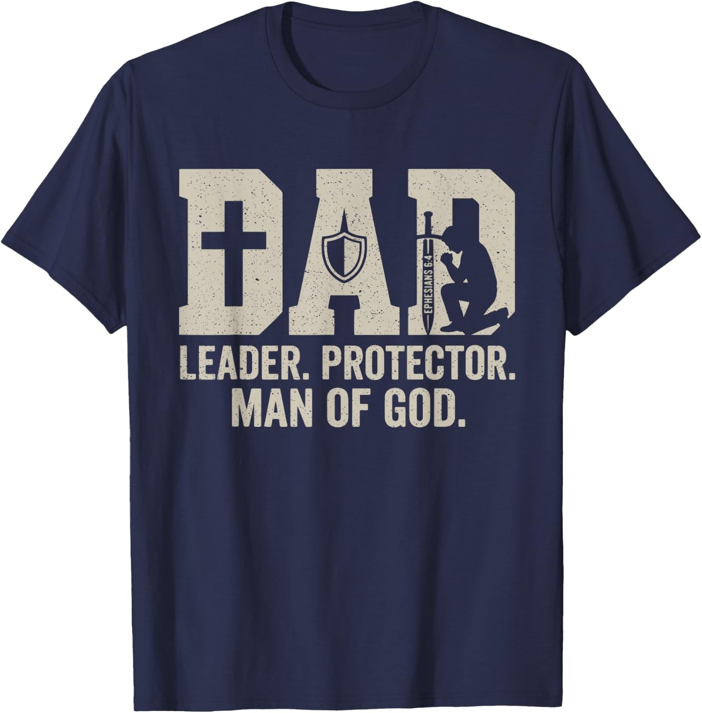Man of God Husband Dad Christian Dad Fathers Day Birthday T-Shirt - T-Shirt | Navy