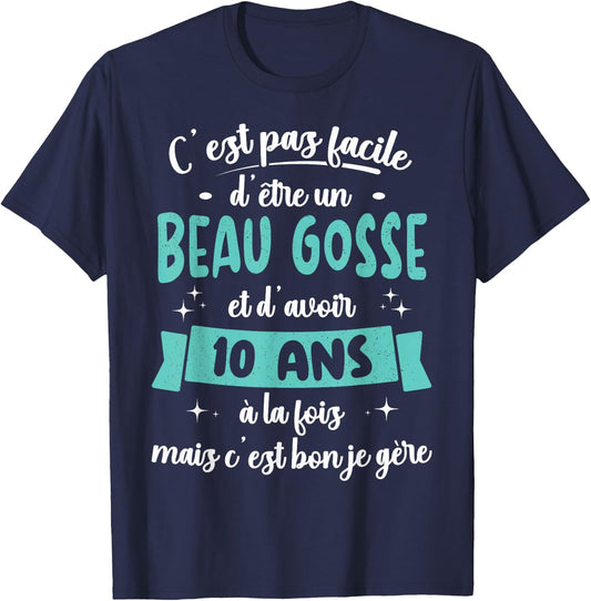 10 Years Birthday Gift Boy Beautiful Kid Gift T-Shirt - T-Shirt | Navy