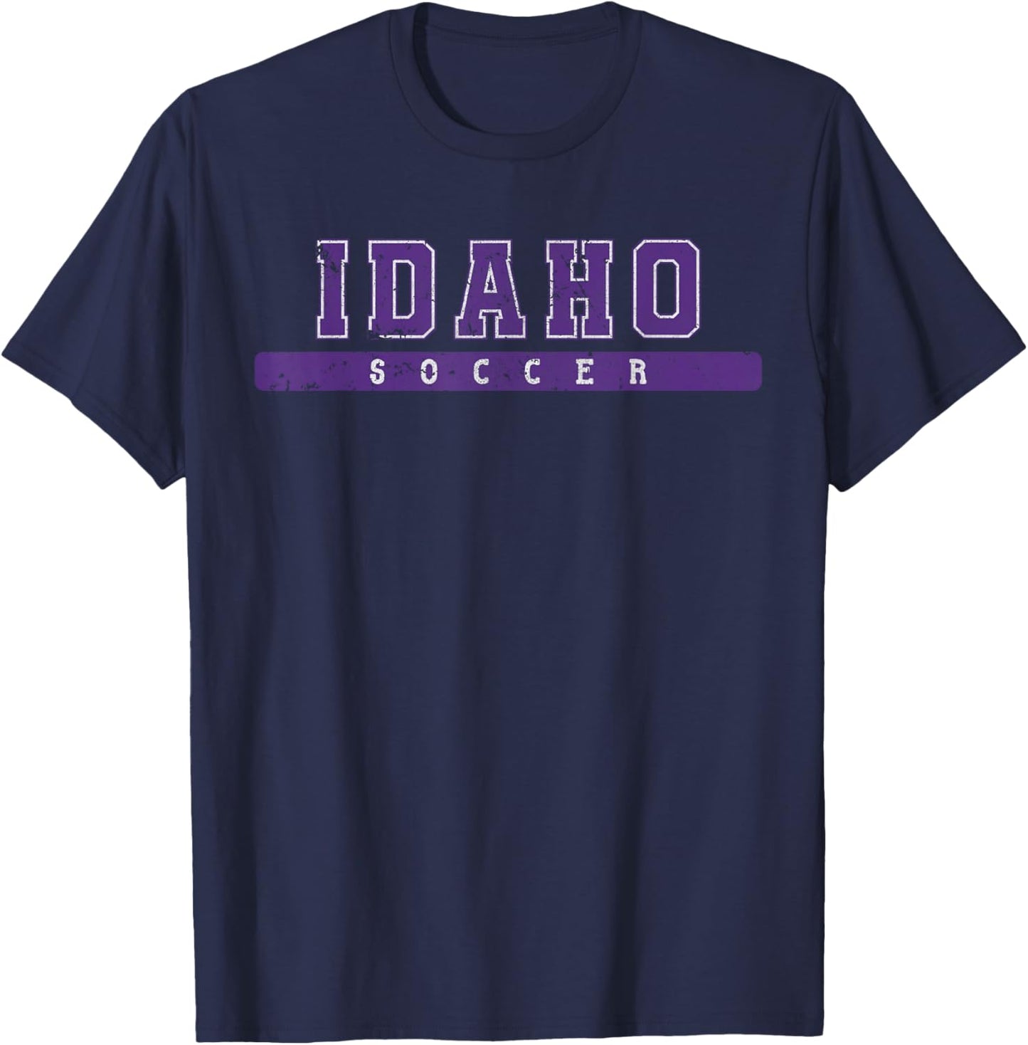 Idaho Soccer Purple Vintage Text T-Shirt - T-Shirt | Navy