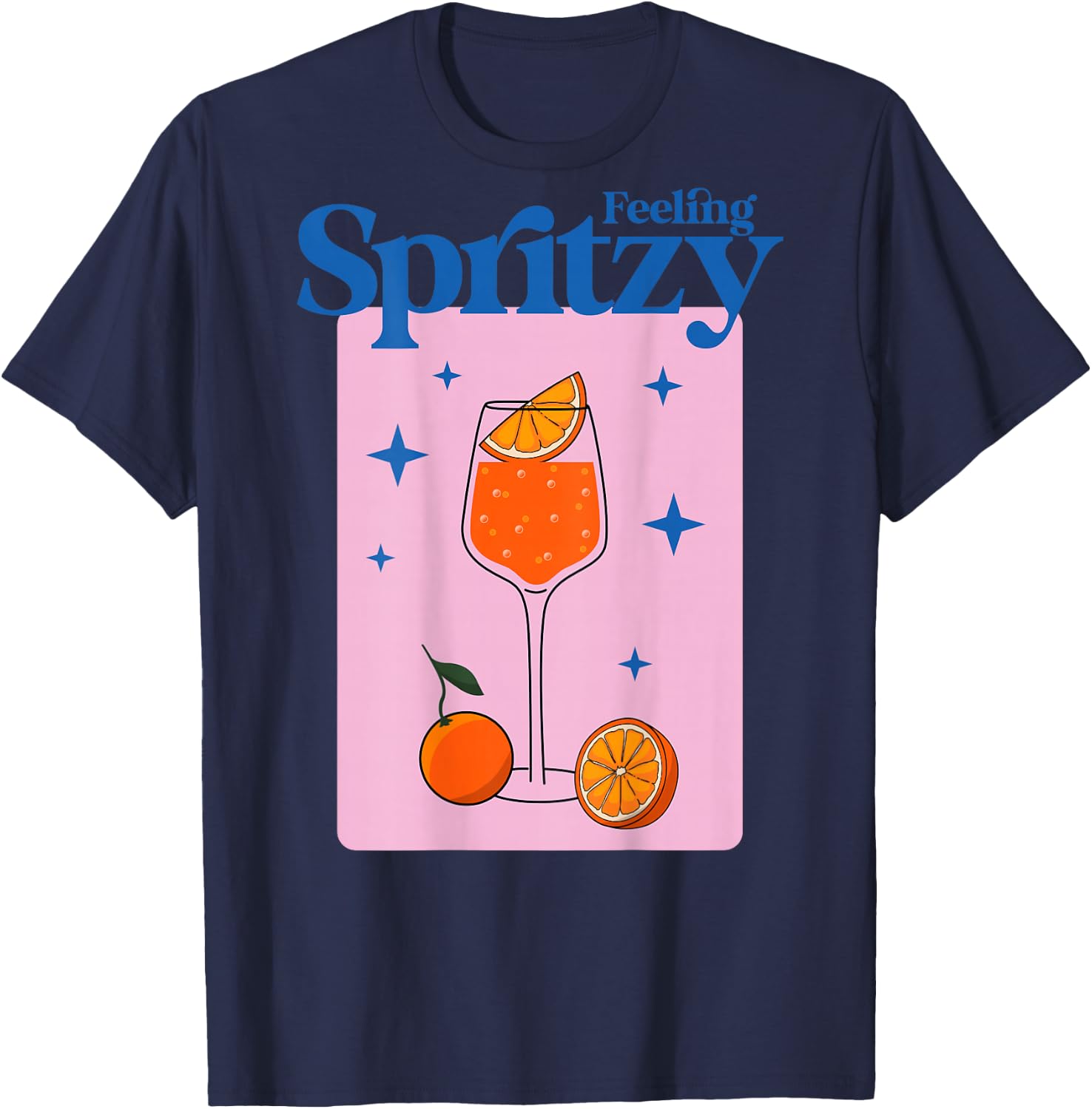 Feeling SPRITZY X HALLÖCHEN APEROLIKER Backprint T-Shirt - T-Shirt | Navy