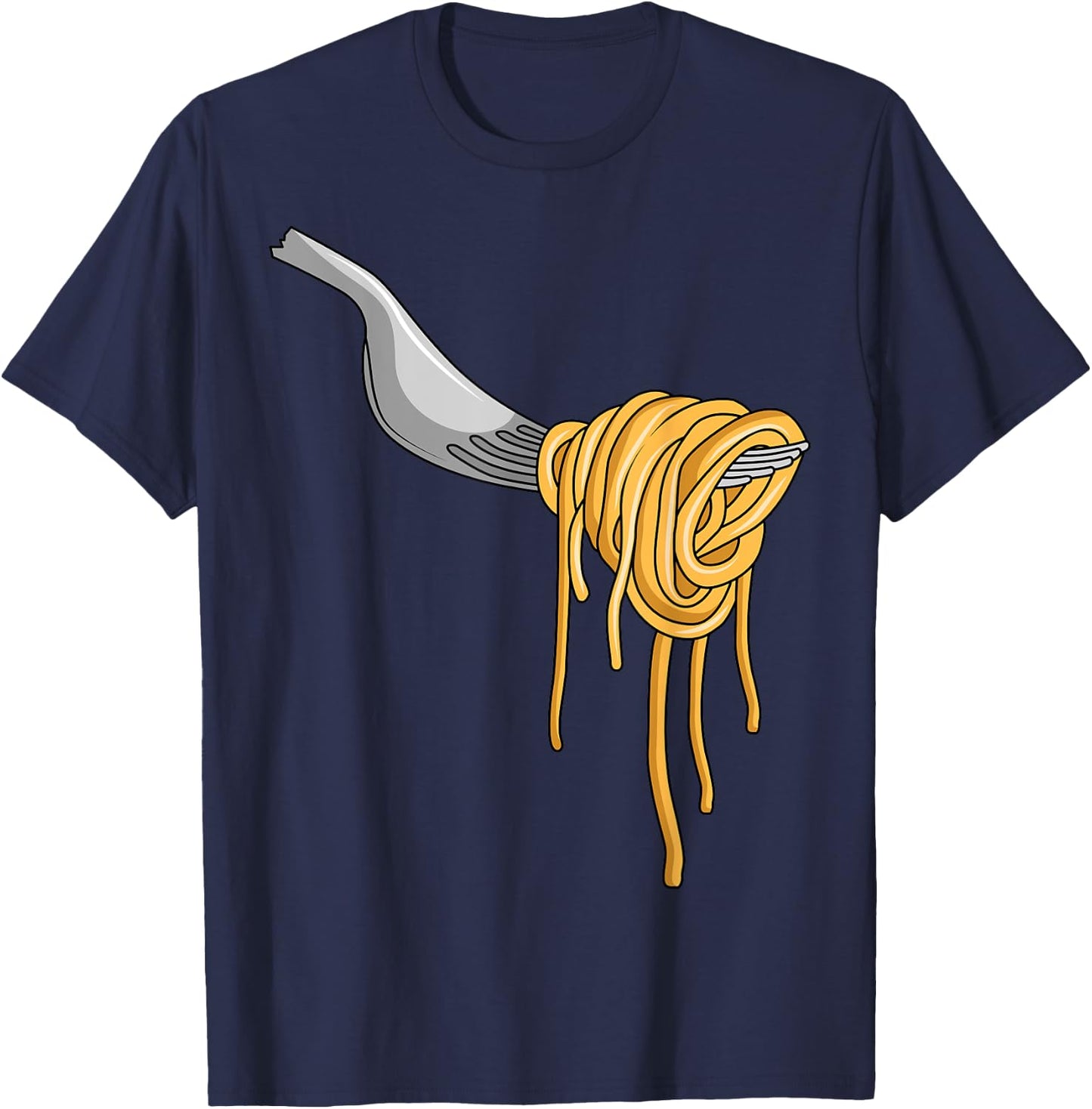 Pasta Spaghetti Noodles Italian Cook Fork Food T-Shirt - T-Shirt | Navy