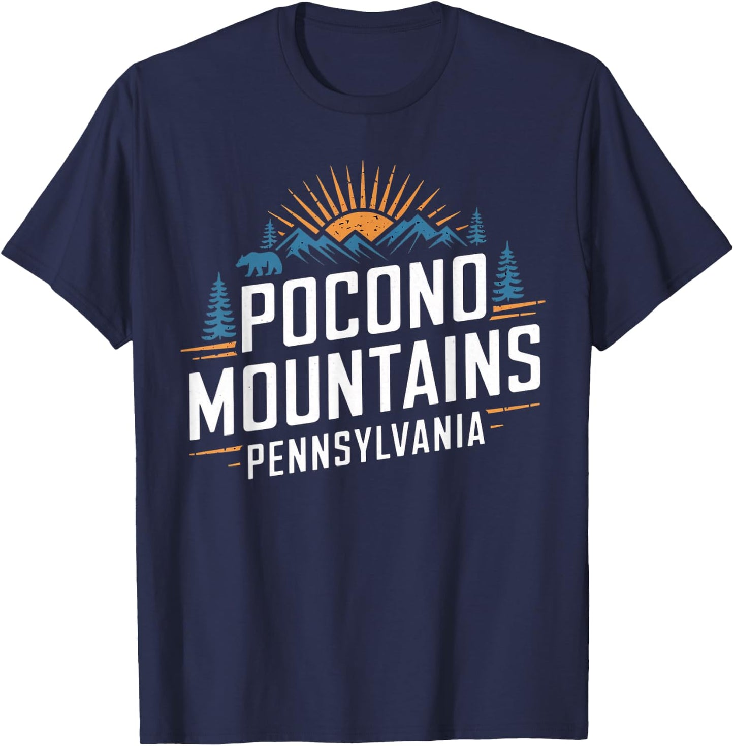 Pocono Mountains Pennsylvania Souvenirs Vintage Camping T-Shirt - T-Shirt | Navy