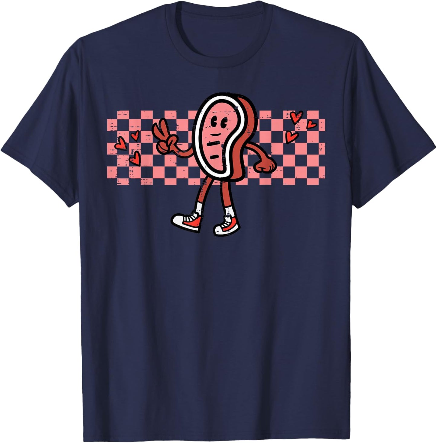 Bbq Meat Peace Retro Barbecue Groovy Grilling Men Women Kids T-Shirt - T-Shirt | Navy