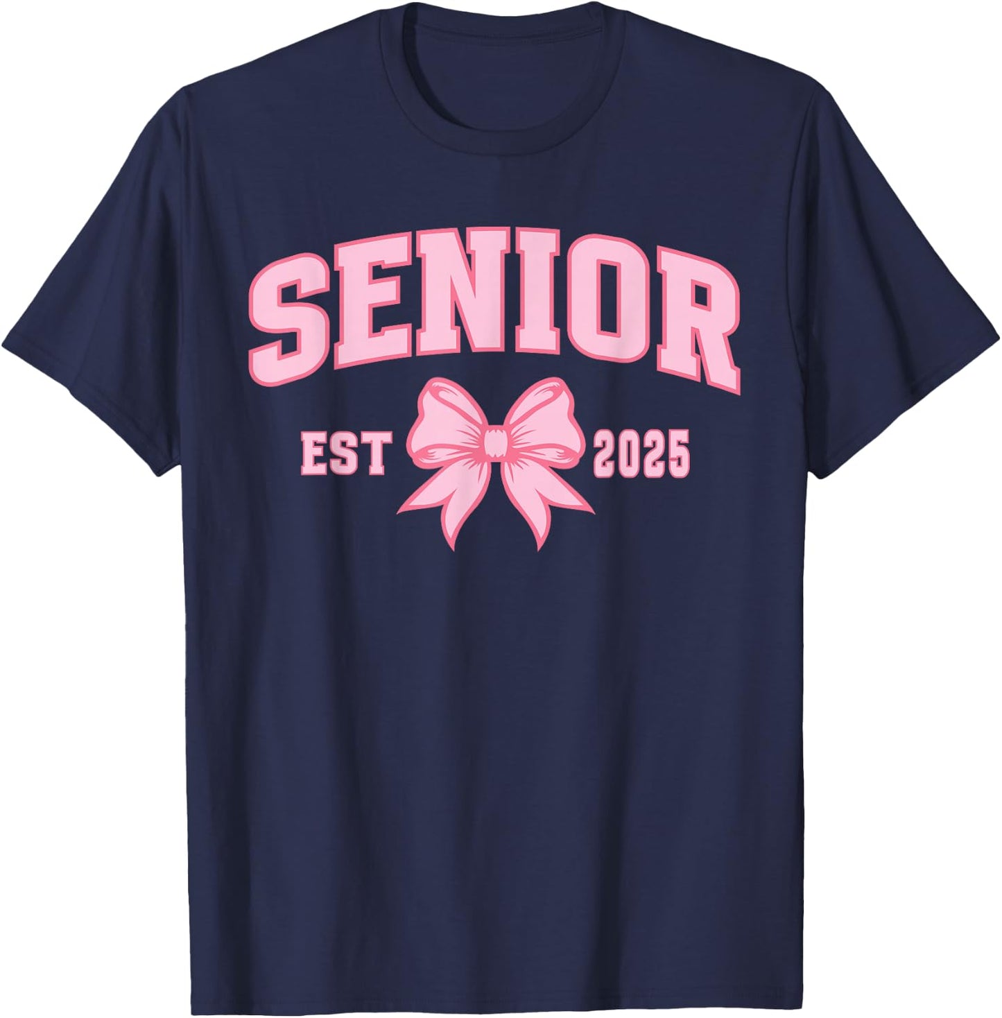 Senior 2025 Coquette Bow High School Graduate Class of 2025 T-Shirt - T-Shirt | Navy