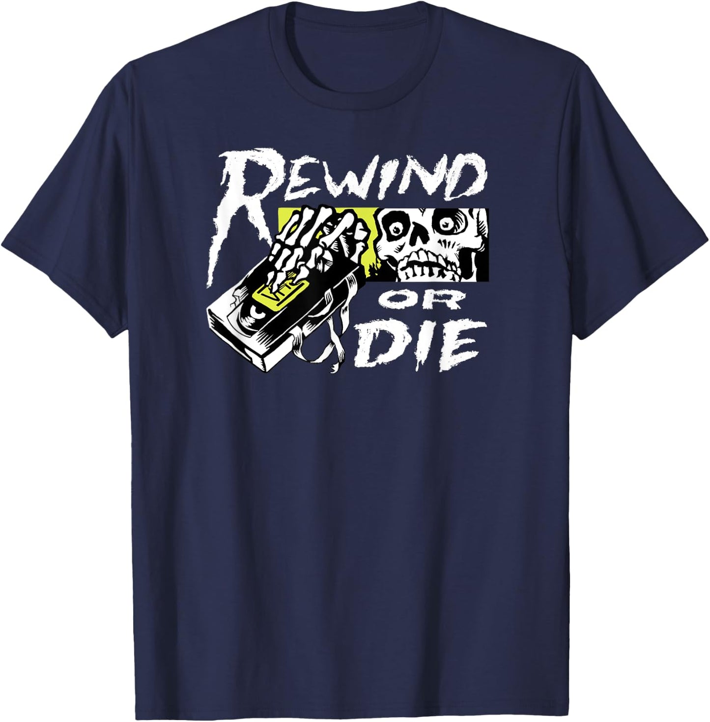 VHS Video Tape Punk - Rewind or Die T-Shirt - T-Shirt | Navy