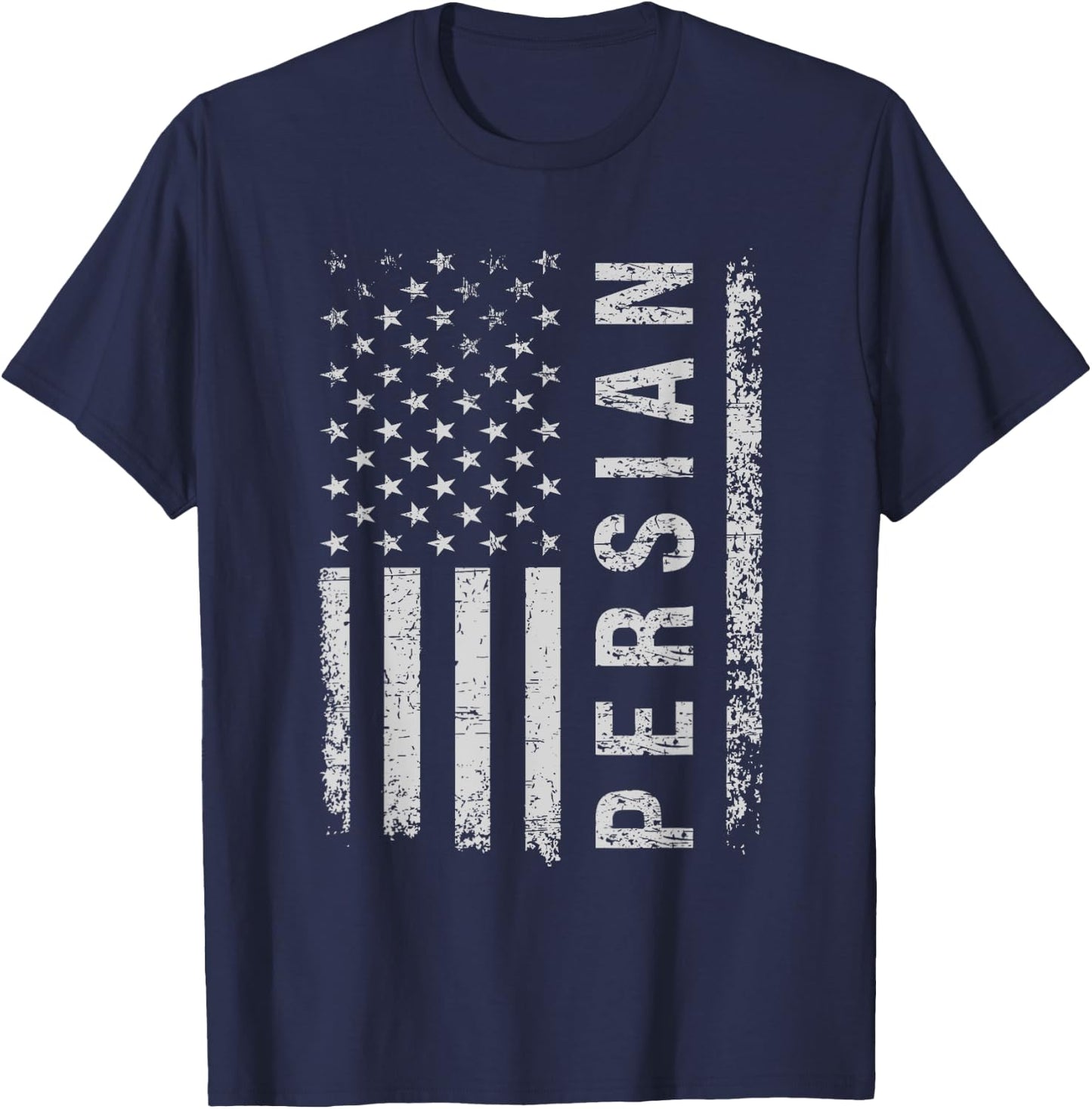 Persian Cat American Flag Women Kids Men T-Shirt - T-Shirt | Navy