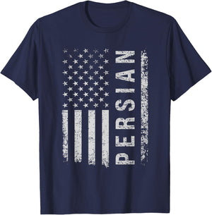 Persian Cat American Flag Women Kids Men T-Shirt - T-Shirt | Navy