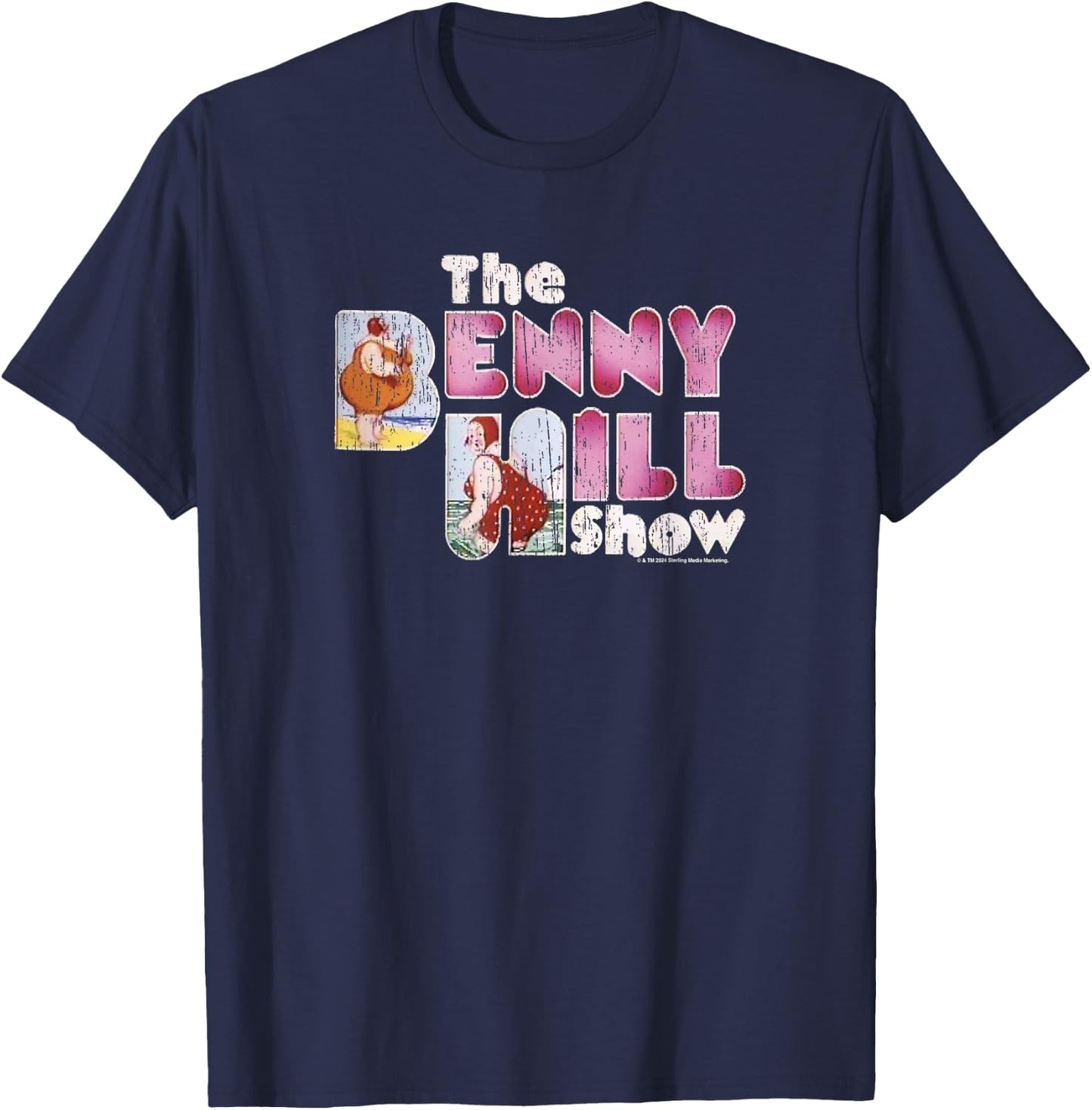 Benny Hill Show Lady at the Seaside Comedian , Black, S T-Shirt - T-Shirt | Navy