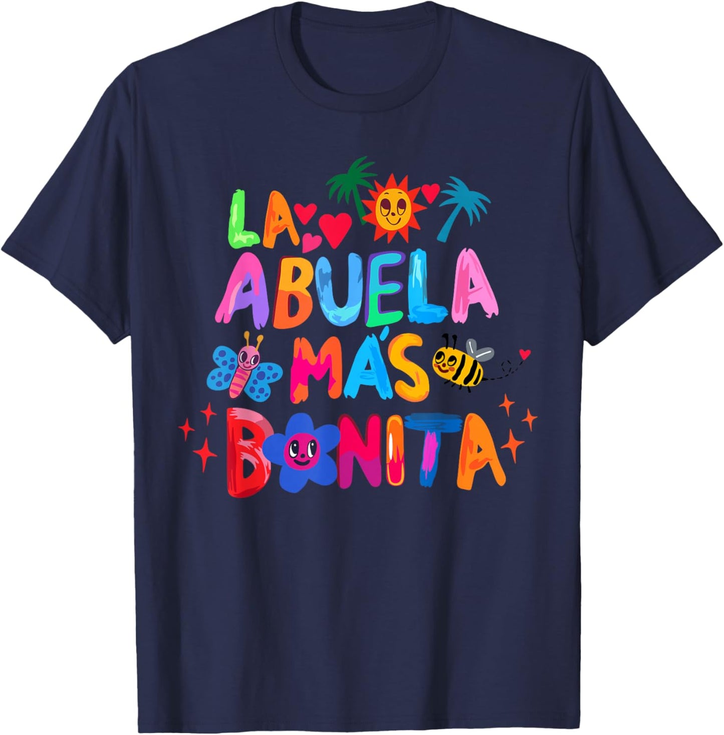 La Abuela Más Bonita | Abuela Latina Grandmother Spanish T-Shirt - T-Shirt | Navy