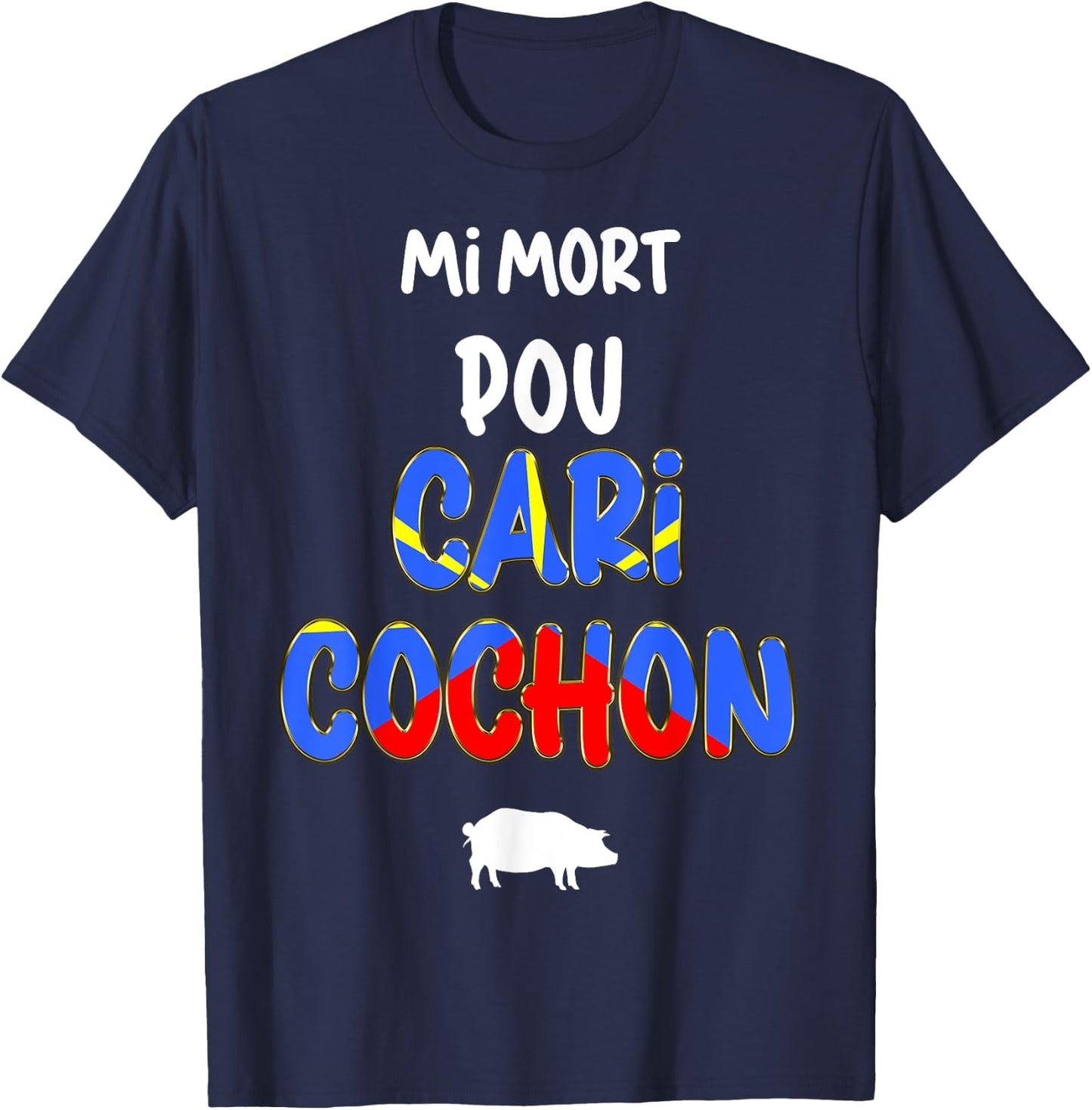 Flag Reunion Island Kitchen Tradition Creole Curry Pig T-Shirt - T-Shirt | Navy