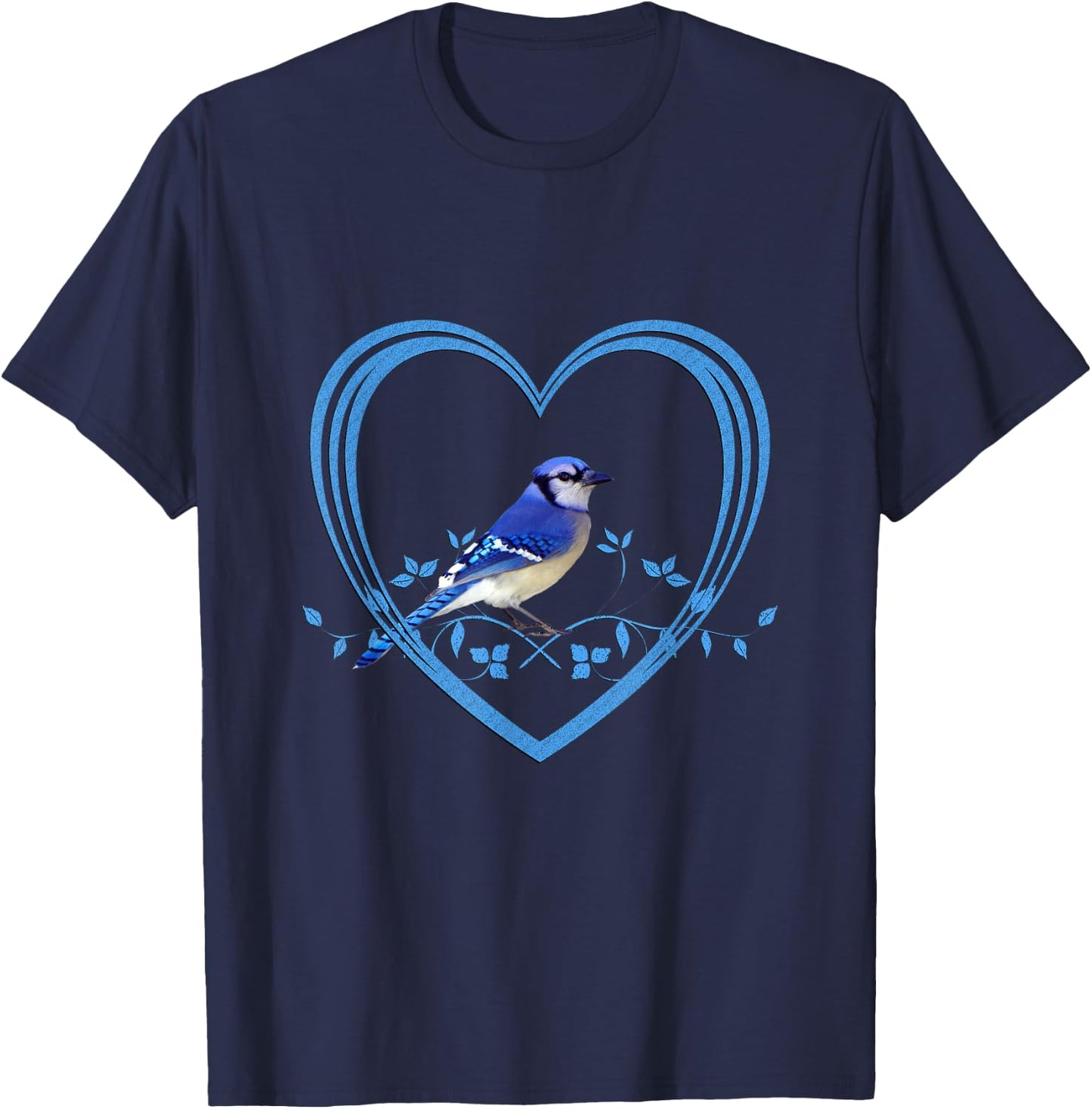 Blue Jay Bird in Heart T-Shirt - T-Shirt | Navy