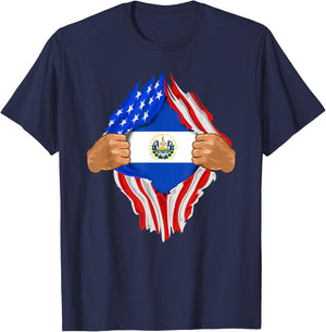 Salvadoran Blood Inside Me | El Salvador Flag Gift T-Shirt - T-Shirt | Navy