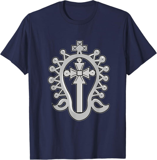 Lalibela Cross Ethiopian Christian Silver Cross T-Shirt - T-Shirt | Navy