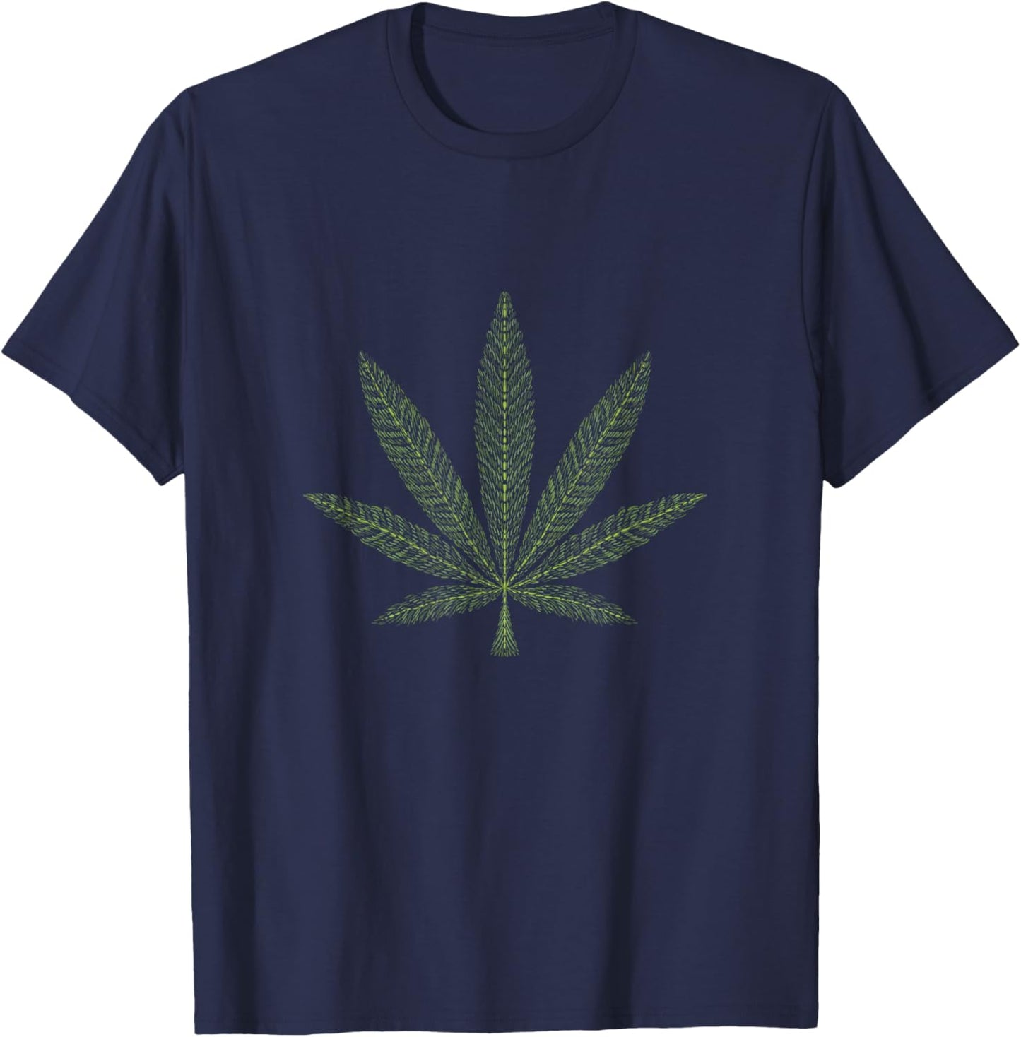 Hemp Leaf Hemp Hooded , Black, S T-Shirt - T-Shirt | Navy