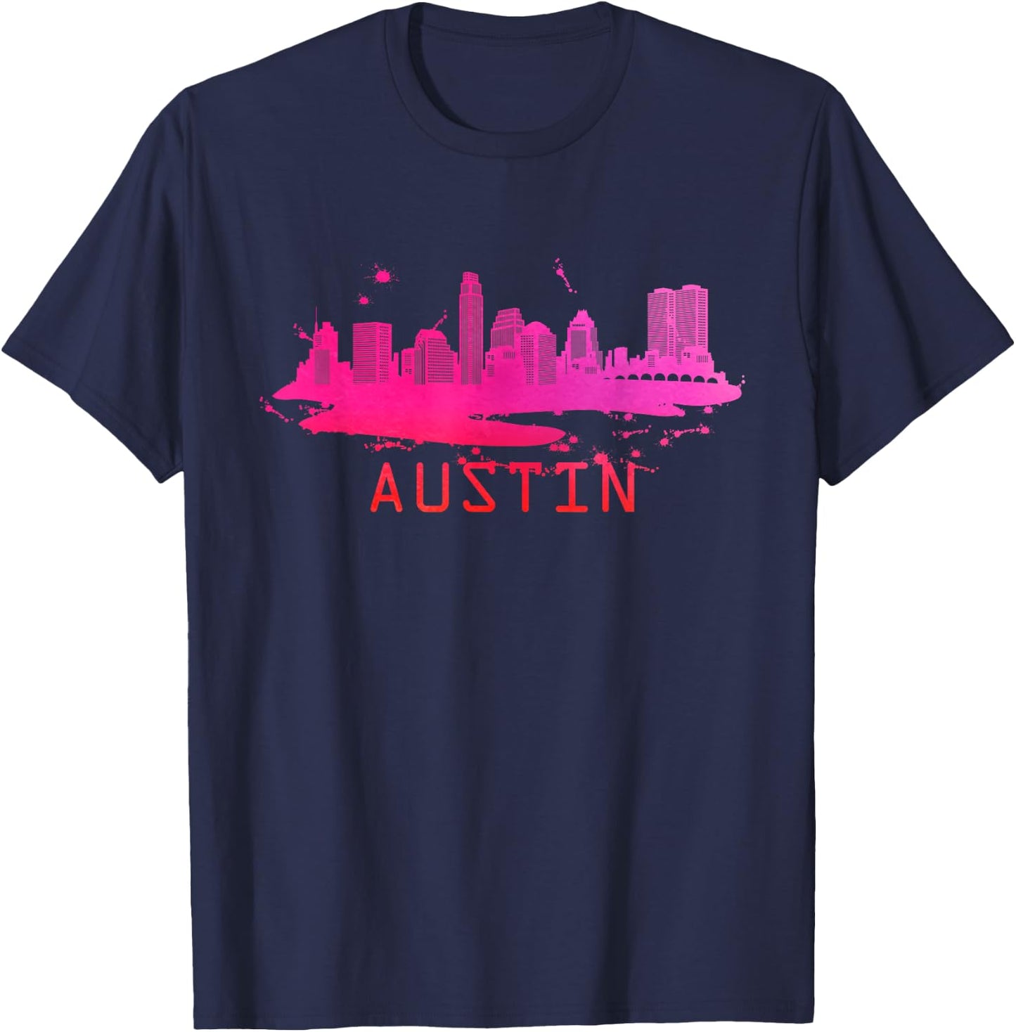Modern Austin Cityscape Souvenir - Austin Texas Skyline T-Shirt - T-Shirt | Navy