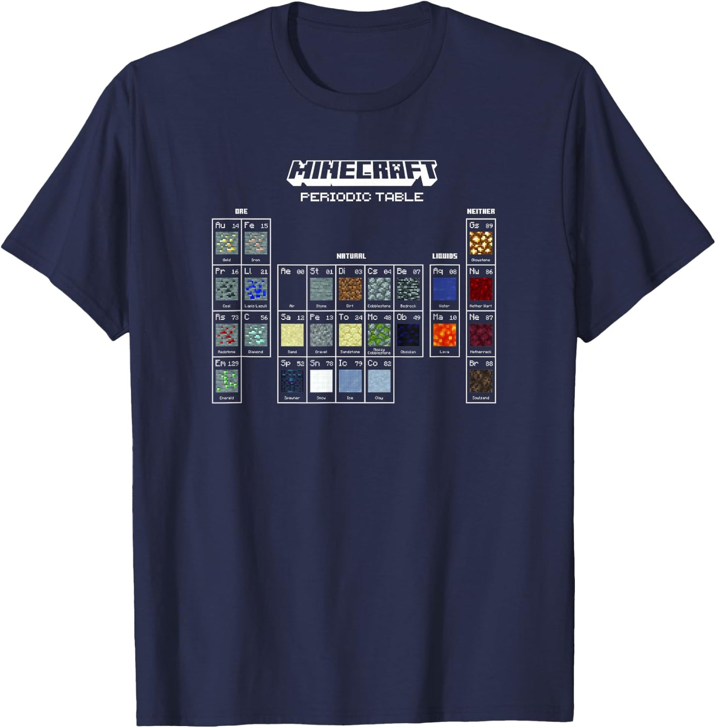 Minecraft Periodic Table Of Blocks , black T-Shirt - T-Shirt | Navy