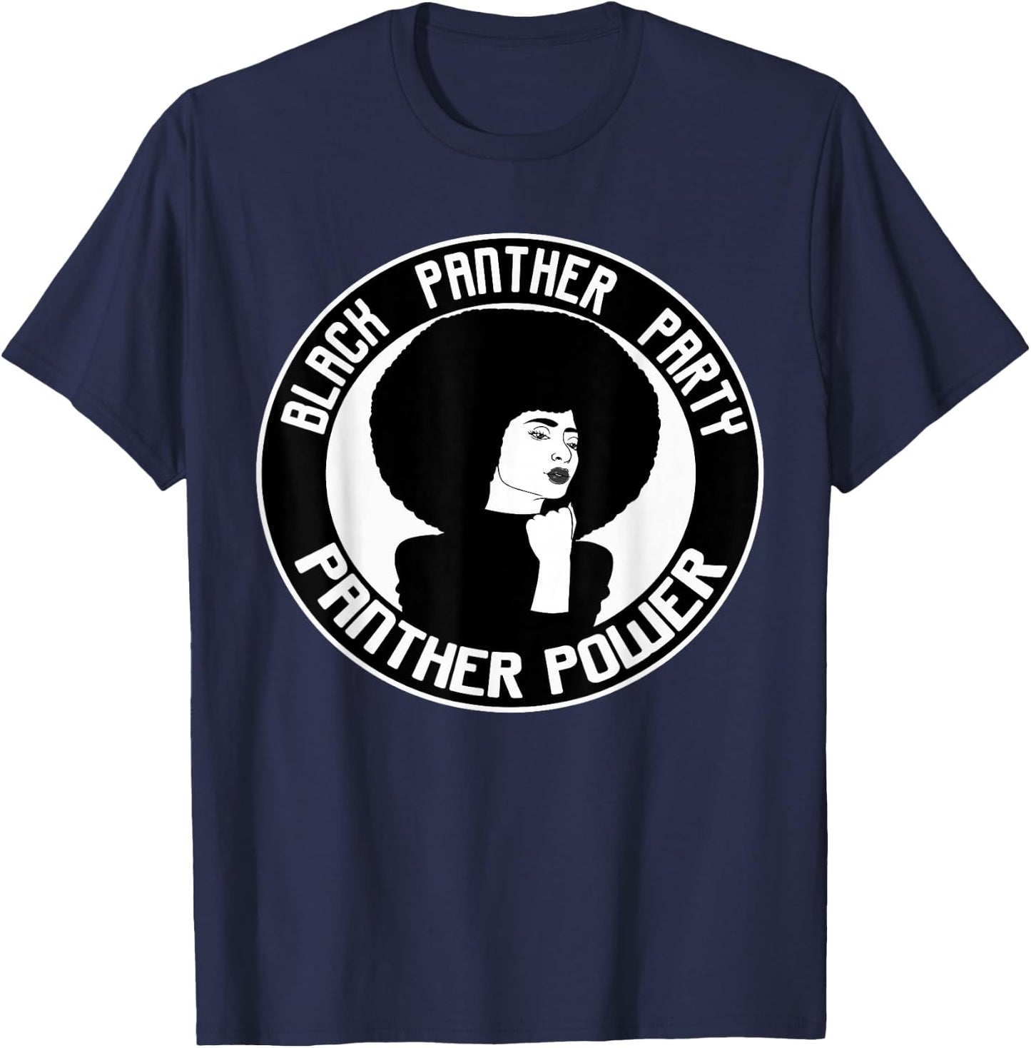 Black History Panther Party Logo Afro Hair T-Shirt - T-Shirt | Navy