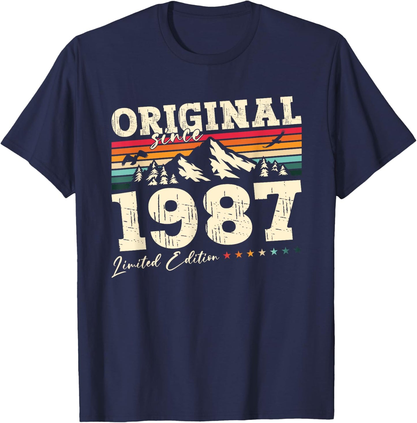 37th Birthday Man Original Vintage 1987 , Black, S T-Shirt - T-Shirt | Navy
