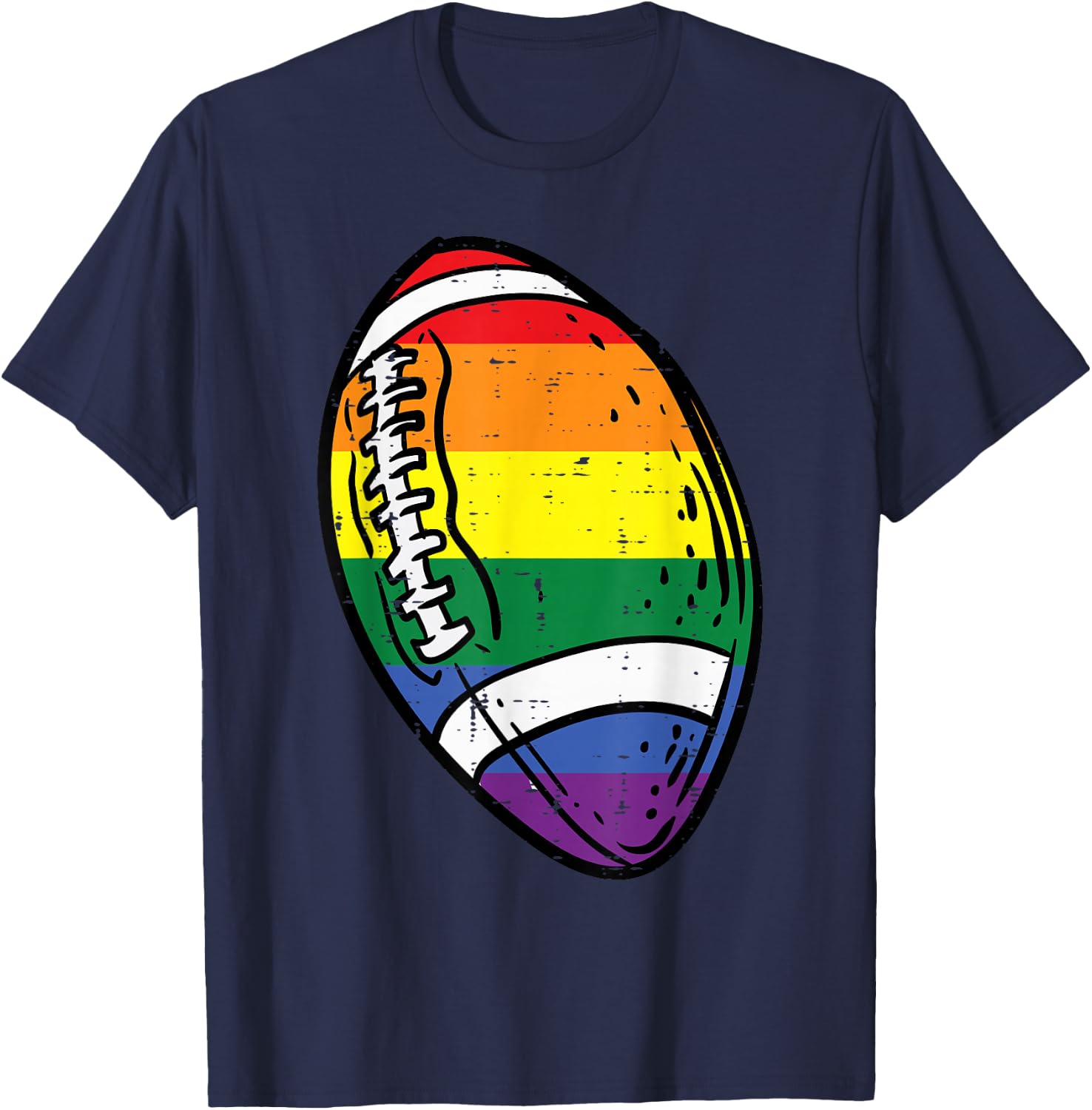 Gay Pride American Football Rainbow Flag Lgbtq Men Boys Kids T-Shirt - T-Shirt | Navy