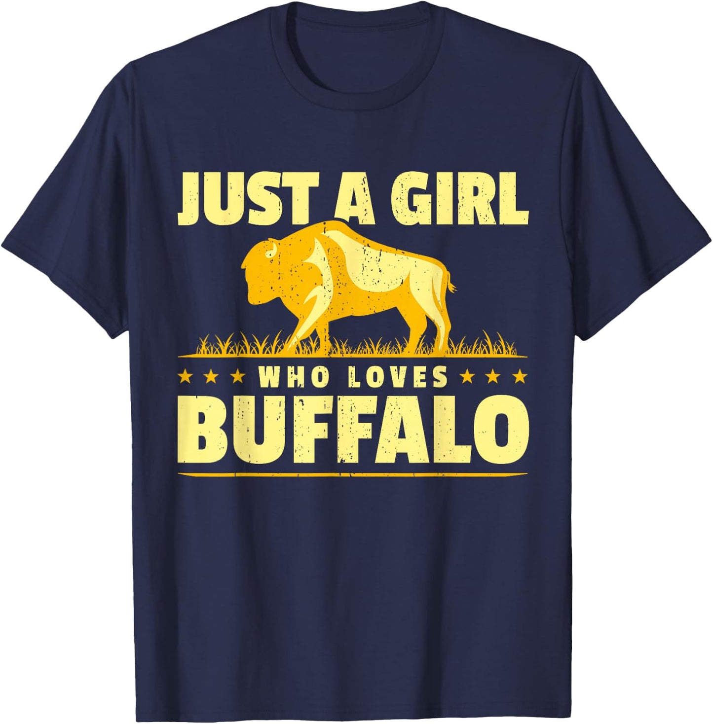 Girl Who Loves Buffalo I Women Buffalo I Daughter Buffalo T-Shirt - T-Shirt | Navy