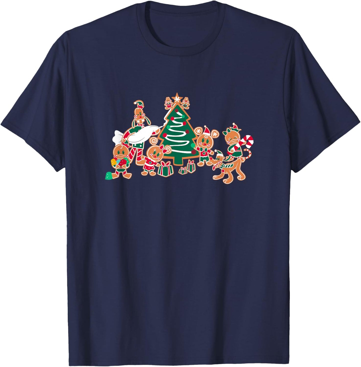 Disney Mickey & Pals Gingerbread Cookies and Christmas Tree T-Shirt - T-Shirt | Navy